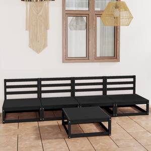 Salon de jardin (lot de 5) 3009884-1 Noir - Bois massif - Bois/Imitation - 70 x 30 x 70 cm