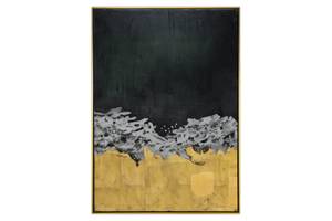 Acrylbild gerahmt Nächtliches Gewitter Schwarz - Gold - Weiß - Massivholz - Textil - 78 x 103 x 5 cm