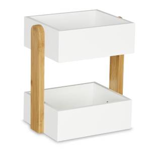 Organiseur de bureau 2 compartiments Marron - Blanc - Bambou - Bois manufacturé - 23 x 25 x 17 cm