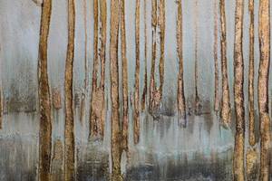 Tableau peint à la main Forêt mystique Marron - Gris - Bois massif - Textile - 150 x 70 x 4 cm