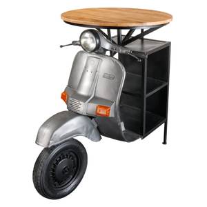 Bartisch UPCYCLING SCOOTER Schwarz - Braun - Silber - Metall - Holzart/Dekor - 120 x 116 x 77 cm