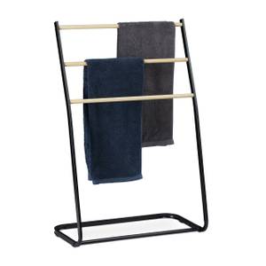 Porte-serviettes sur pieds métal Noir - Marron - Métal - 58 x 86 x 30 cm