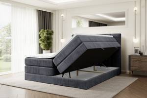 Boxspringbett RICAR KING Steingrau - Breite: 200 cm