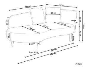 Chaiselongue CHAUMONT Grau - Hellgrau - Eiche Dunkel - Armlehne davorstehend links - Ecke davorstehend rechts