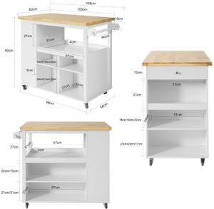 Kücheninsel FKW97-WN Weiß - Holzwerkstoff - 108 x 96 x 60 cm