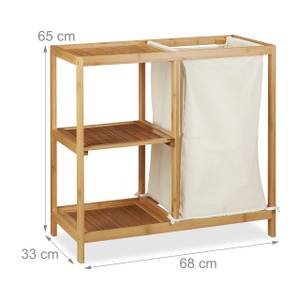 Etagère salle de bain corbeille à linge Beige - Marron - Bambou - Bois manufacturé - Textile - 68 x 65 x 33 cm