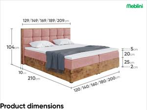 Boxspringbett Lofty 1 Rosé - Breite: 129 cm - H4