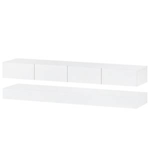 Buffet TV LED avec portes Neptunus Ⅳ Blanc - Bois manufacturé - Métal - 130 x 25 x 33 cm