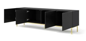 Meuble TV RavennaC 200x42x58 Noir - Noir brillant - Doré