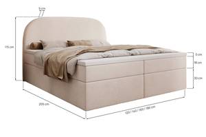 Boxspringbett ZEN mit Bettkasten Creme - Breite: 120 cm - H2