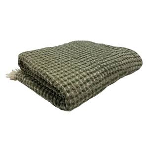 2 plaids verts 123x185cm lin - BEE 2122 Vert - Fibres naturelles - 185 x 1 x 123 cm