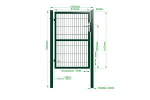 Portillon grillagé RAZO poteaux carrés Vert - Hauteur : 146 cm