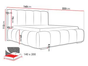 Polsterbett Wizko Grau - Breite: 160 cm