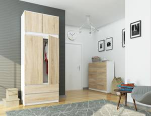 Kleiderschrank S90 2T 2S CLP Eiche Sonoma Dekor - Weiß