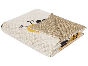 Couverture DRAGAN Beige - Noir - Blanc - Jaune - Fibres naturelles - 130 x 1 x 170 cm