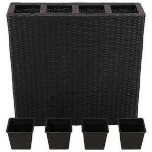 Garten-Hochbeet Schwarz - Kunststoff - Rattan - 22 x 76 x 79 cm