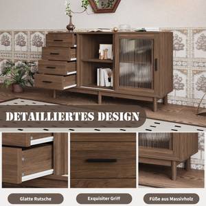 Sideboard Eurynom Ⅲ Braun - Holzwerkstoff - Metall - Massivholz - Holzart/Dekor - 40 x 75 x 140 cm