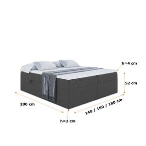 Boxspringbett mit Topper MARCE-BW Grau - Breite: 160 cm - H3