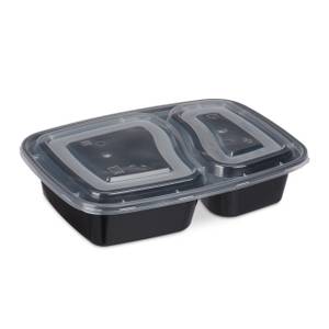 10x meal prep containers 2 compartiments Noir - Matière plastique - 22 x 5 x 16 cm