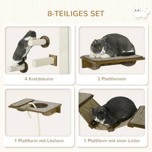 Katzenregal-Set D30-765V00BN Braun - Holzwerkstoff - 29 x 9 x 136 cm