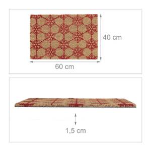 Kokos Fußmatte Schneeflocken Braun - Rot - Naturfaser - Kunststoff - 60 x 2 x 40 cm