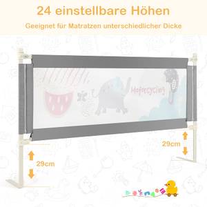 175cm Bettgitter Grau - Metall - 25 x 102 x 175 cm