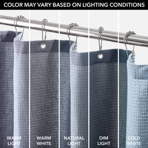 Waffelstrick-Duschvorhang aus Baumwolle Blau