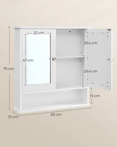 Spiegelschrank Skyline Weiß - Holzwerkstoff - 15 x 75 x 65 cm