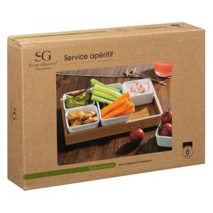 Servierschüssel für Snack + Tablett Weiß - Porzellan - 19 x 5 x 28 cm