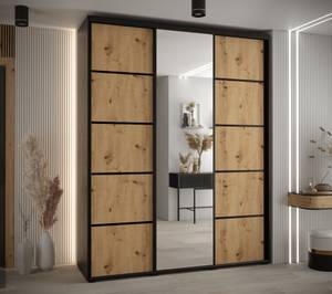 ARMOIRE À PORTES COULISSANTES DAVOS 5 Noir - Imitation chêne - Largeur : 190 cm