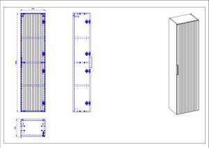 Hochschrank XILO HC35 1D Grau - Holzwerkstoff - Kunststoff - 35 x 140 x 25 cm