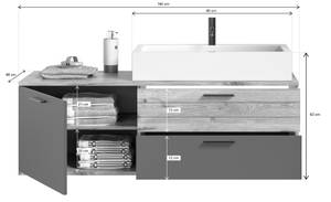 Waschtisch mit Waschbecken Nox Oak Grau Grau - Holzwerkstoff - 140 x 62 x 46 cm