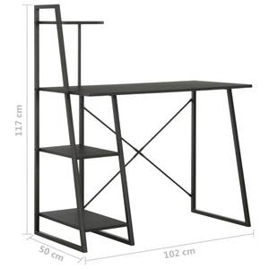 Schreibtisch Schwarz - Metall - Massivholz - 102 x 117 x 102 cm