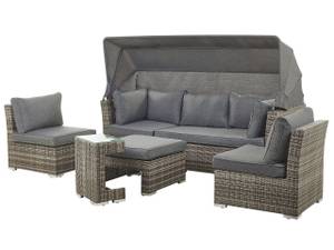 Lounge Set CORTE 5-tlg Braun - Grau - Polyrattan - 230 x 153 x 152 cm