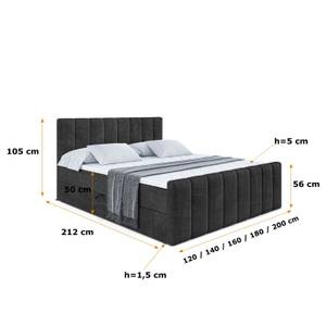 Boxspringbett OTTA-Z Schwarz - Breite: 120 cm - H4