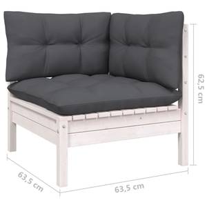 Garten-Lounge-Set (3-teilig) 3012138-6 Weiß - Massivholz - Holzart/Dekor - 63 x 62 x 63 cm