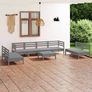 Salon de jardin Gris - Bois massif - Bois/Imitation - 64 x 29 x 64 cm