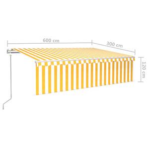 Auvent rétractable 3014351-2 Blanc - Jaune - 600 x 300 x 1 cm