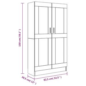 Bücherschrank 3004116-2 Eiche Grau Dekor - Höhe: 150 cm