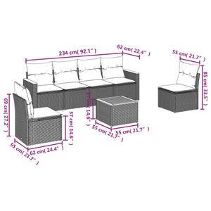 Gartensitzgruppe K649(7-tlg) Schwarz - Massivholz - 69 x 62 x 55 cm