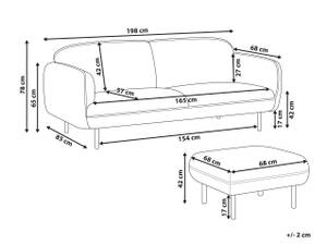 Sofa mit Ottomane TONSBERG 2-tlg Schwarz - Grau - Textil - 198 x 78 x 85 cm