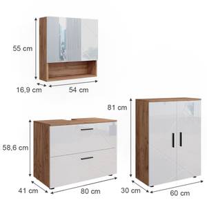 Badmöbel Set Irma 40541 Braun - Weiß - Holzwerkstoff - 80 x 58 x 41 cm