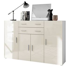 Highboard Aron Hochglanz Cremeweiß - Weiß