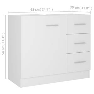 Badezimmerschrank Weiß - Holzwerkstoff - Massivholz - 30 x 54 x 63 cm