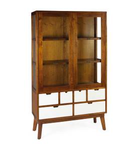 HOLZVITRINE  ZWEIFARBIG 105 X 40 X 180 Braun - Holz teilmassiv - 105 x 180 x 40 cm