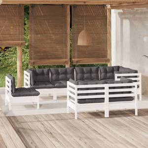 8-tlg. Garten-Lounge-Set mit Kissen Weiß Weiß