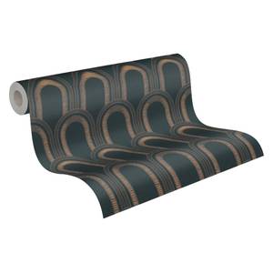 Tapete Art Deco - Vliestapete Retro Beige - Schwarz - Gold