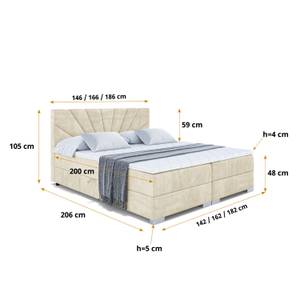 Boxspringbett MILTIO Ecru - Breite: 160 cm - H3