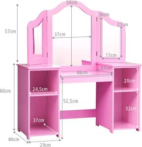 2 in 1 Kinder Schminktisch Schreibtisch Pink