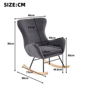 Chaise à bascule Mercury Ⅱ Gris - Métal - Bois massif - Textile - Bois/Imitation - 66 x 90 x 68 cm